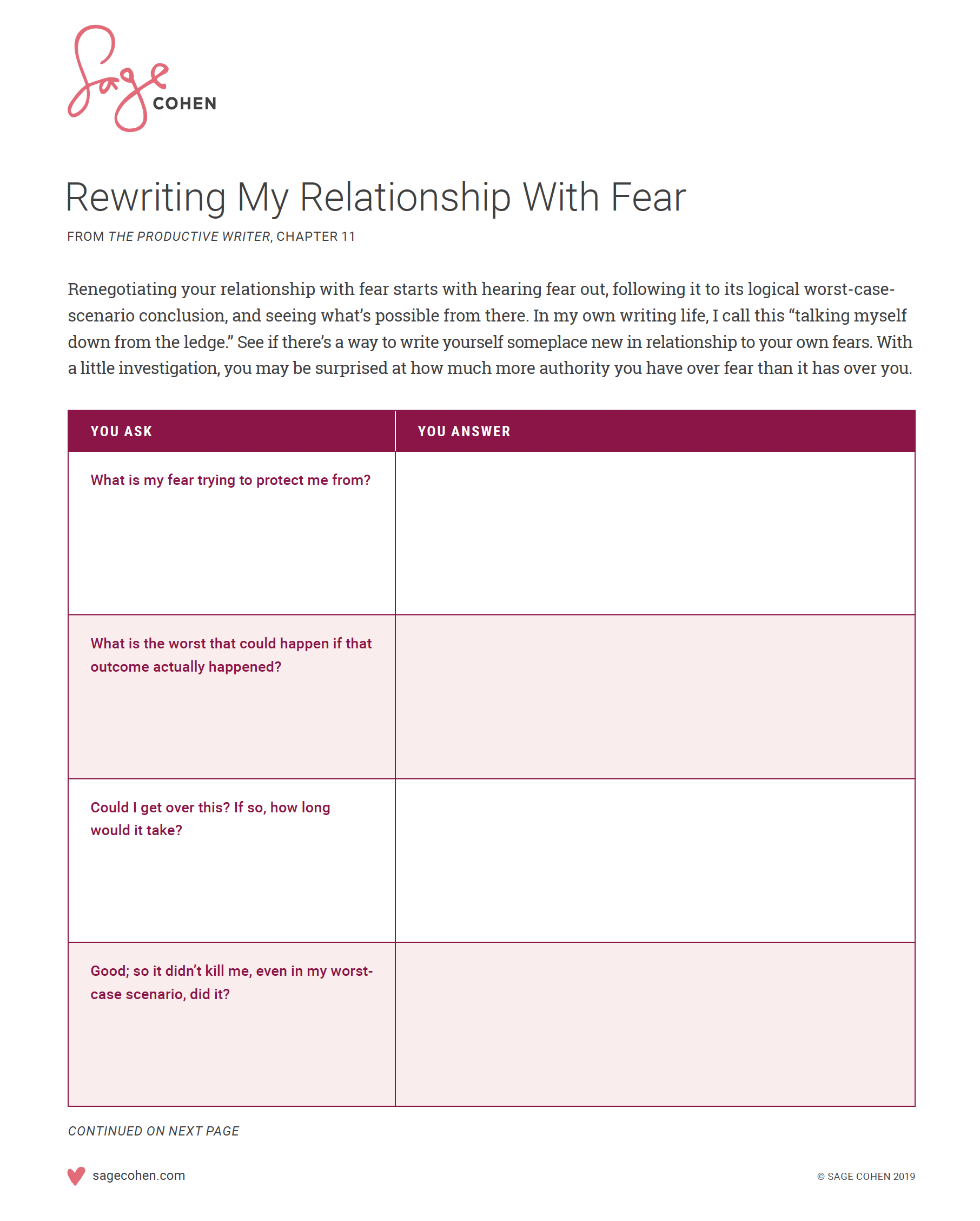 Fear Setting Worksheet